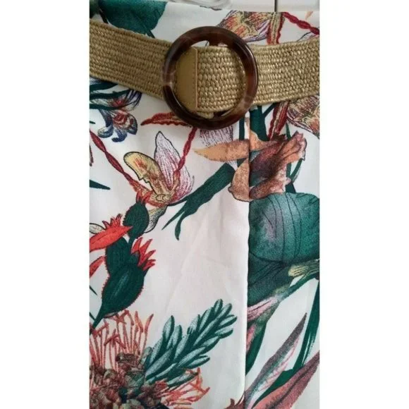 Crossroads Womens Pants Wide Split Leg Belt Tropical Floral Plus Sz 16 RRP$69.99 - Picture 5 of 9